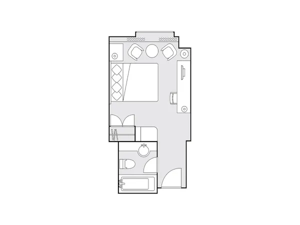 デラックスダブル24平米 間取り図