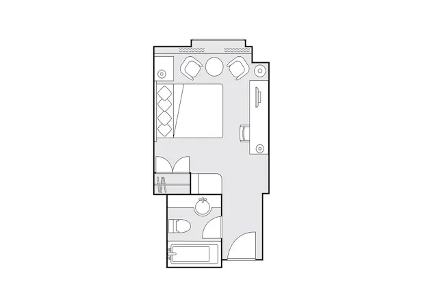 デラックスダブル24平米 間取り図