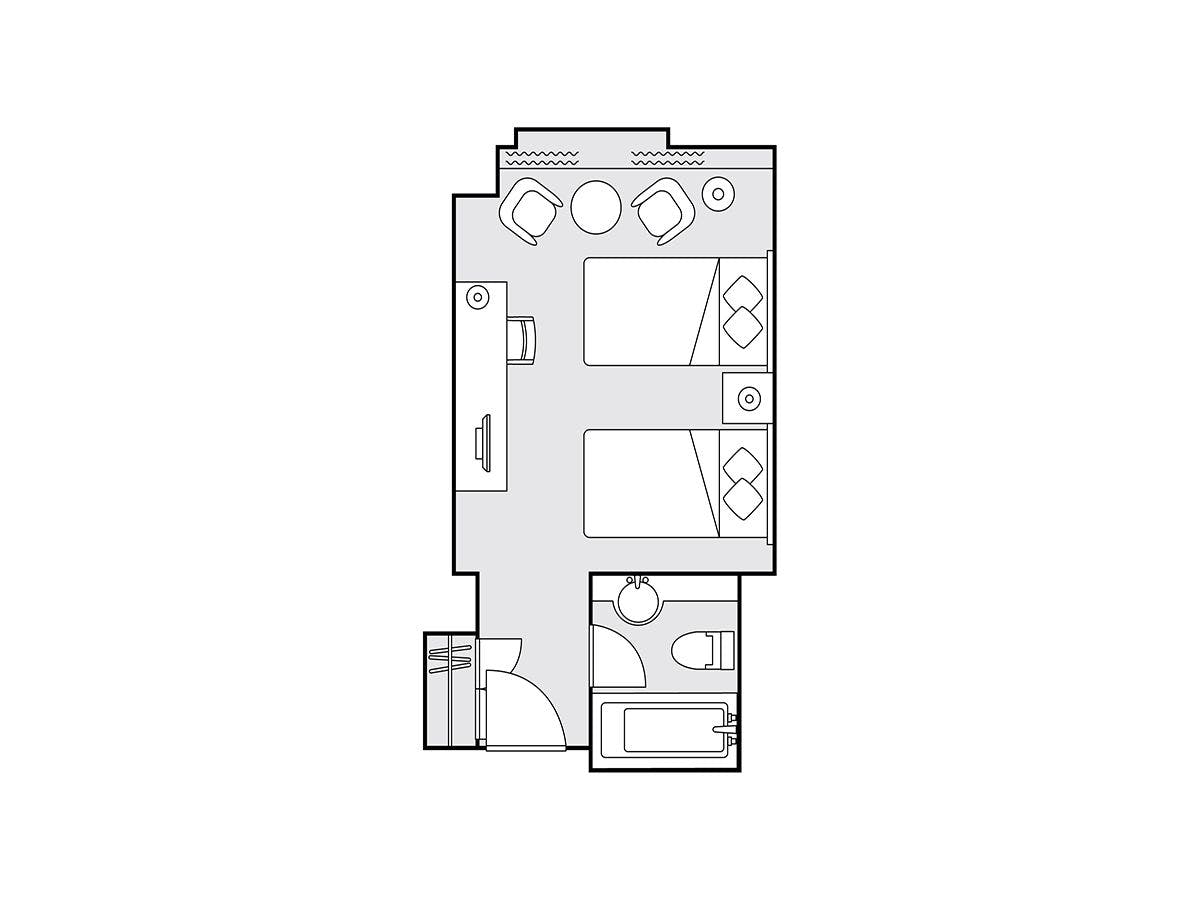 デラックスツイン24平米 間取り図