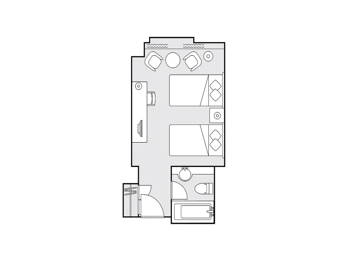 デラックスツイン24平米 間取り図