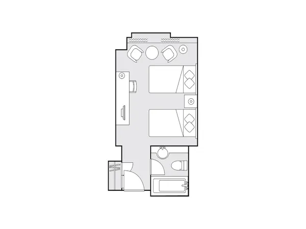 デラックスツイン24平米 間取り図