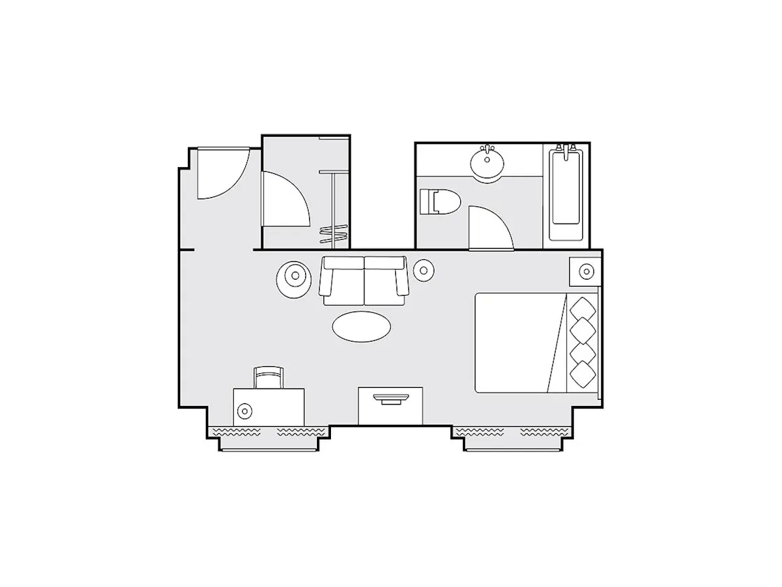 デラックスダブル 36平米 間取り図