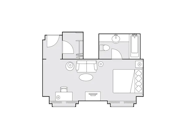 デラックスダブル 36平米 間取り図