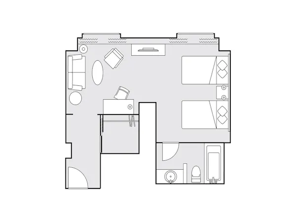 クラシックグランドツイン 43平米 間取り図