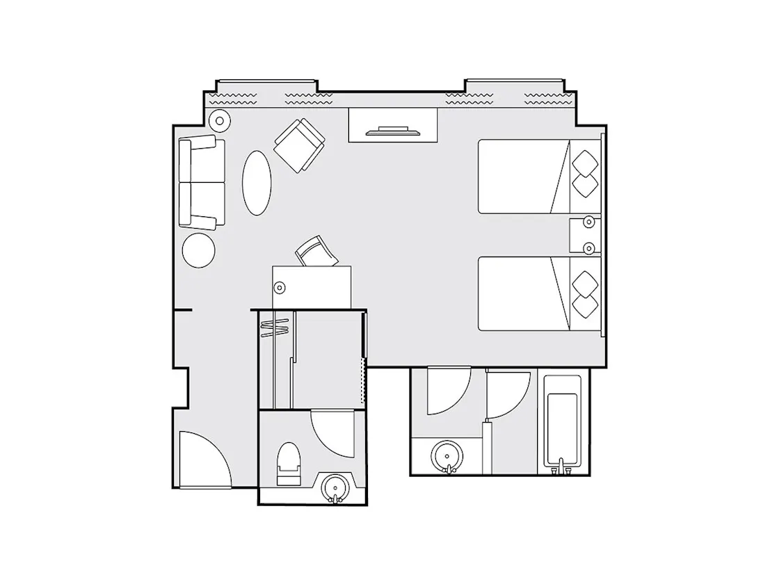 クラシックラグジュアリーツイン 48平米 間取り図