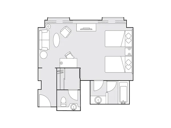 クラシックラグジュアリーツイン 48平米 間取り図