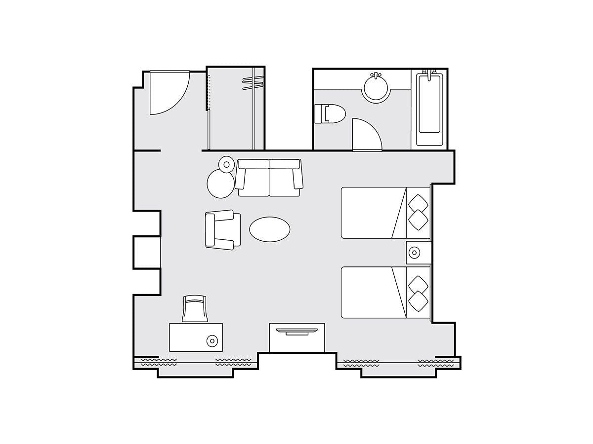 ｸﾗｼｯｸｴﾚｶﾞﾝﾄﾂｲﾝ 48平米 間取り図