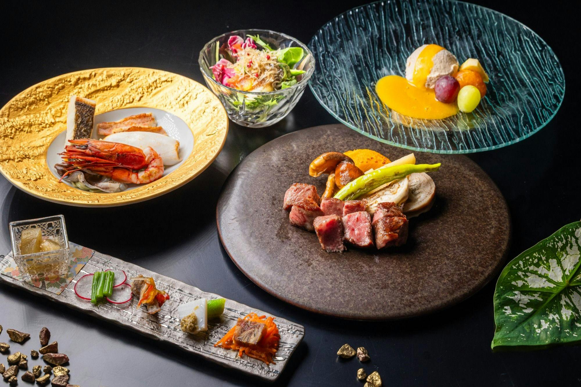 2026年4月リニューアル 六角堂 鉄板焼 セレクトディナー 肉or魚を選べる 1泊2食付