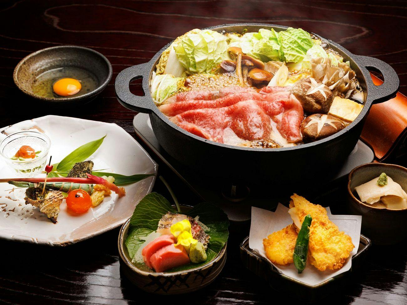 割下からこだわる･･･老舗旅館の料理長が手掛けるA5ランクの長萩和牛すき焼きプラン＜旬会席～竹～＞
