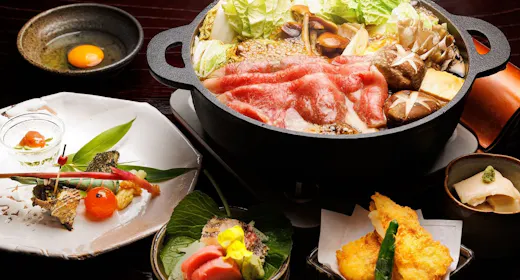 割下からこだわる・・・老舗旅館の料理長が手掛けるA5ランクの長萩和牛すき焼きプラン<旬会席~竹~>