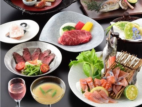 阿波牛、あめご姿つくり、鹿肉ロースト