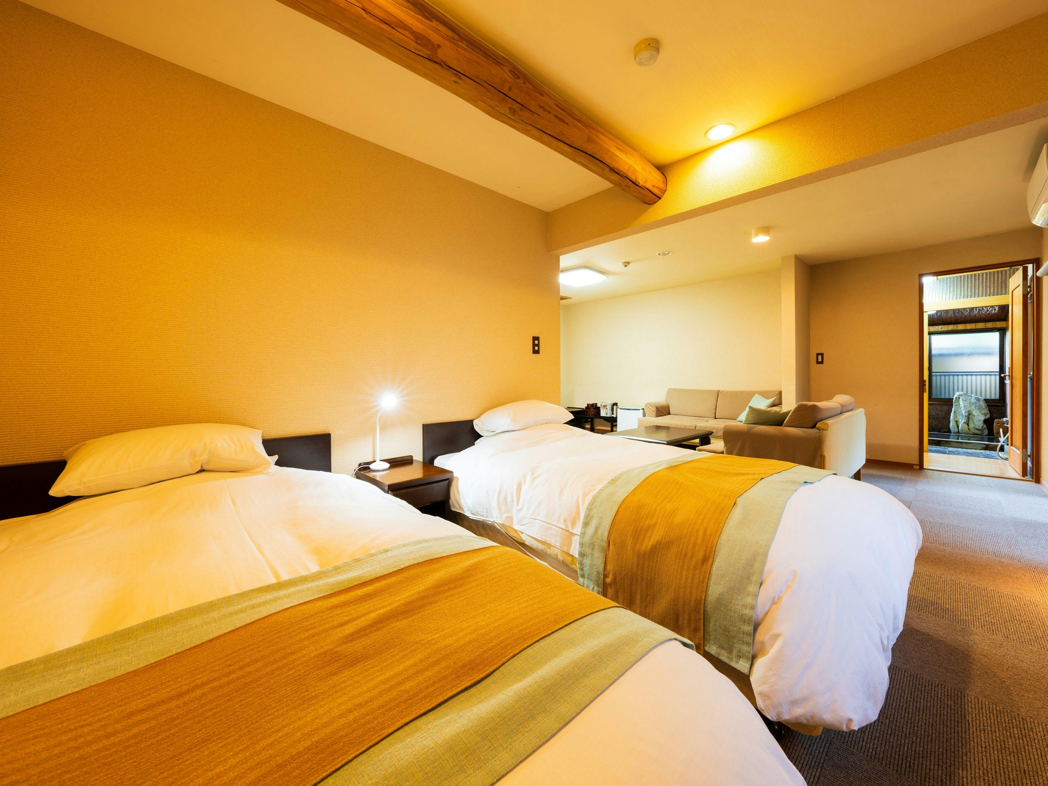 【Kaede】6 เสื่อ + 6 เสื่อ + ห้องสไตล์ตะวันตก + เตียงคู่ / อ่างอาบน้ำฮิโนกิ