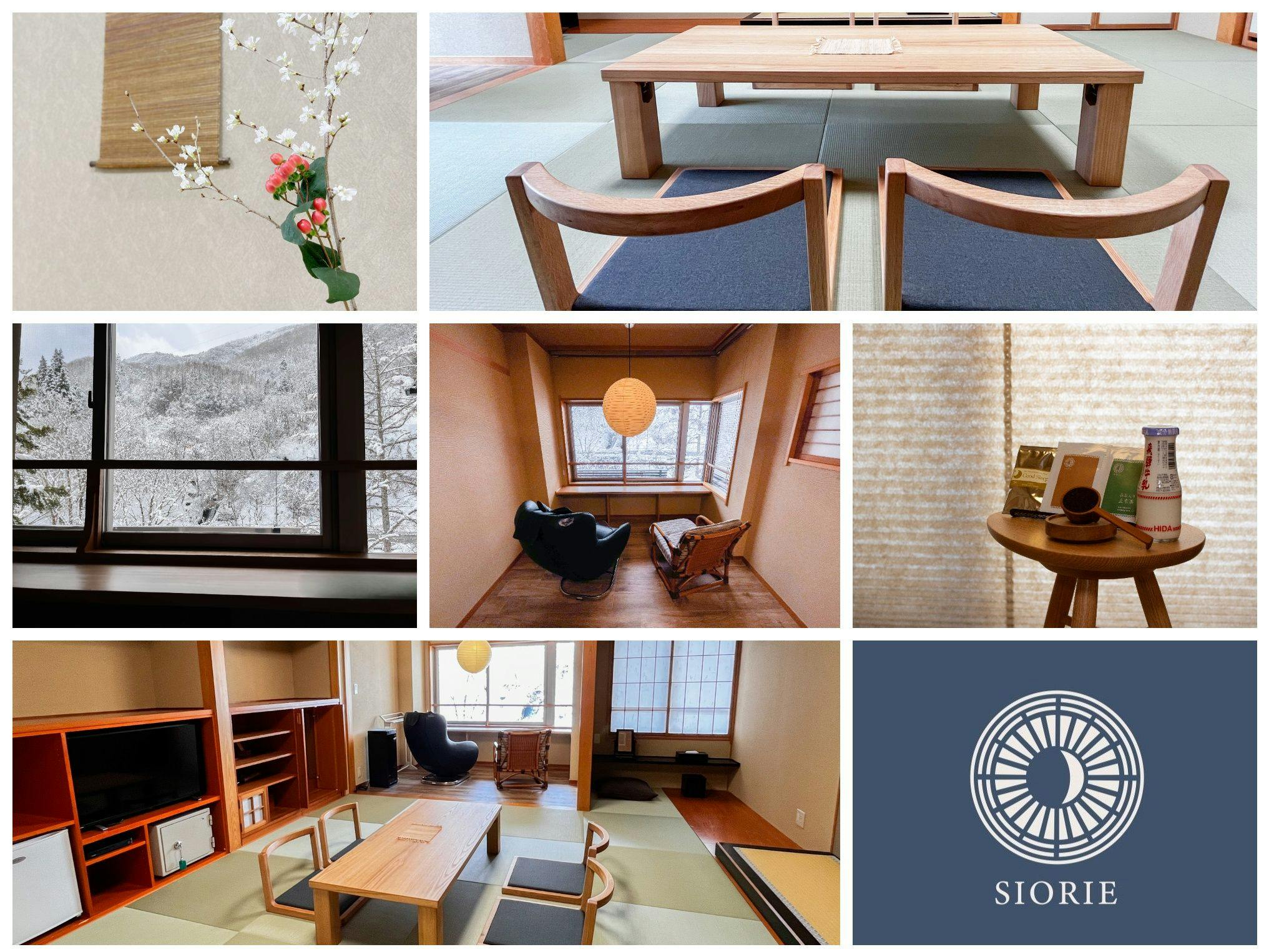 Kamar gaya Jepang lantai dua dengan tatami Ryukyu menghadap Sungai Azusa.