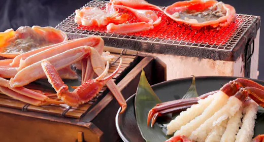 【カニ】<夫婦蟹プラン>赤い宝石箱と呼ばれるメスの「香箱蟹」一杯+オスの「ずわいがに」の活蟹懐石