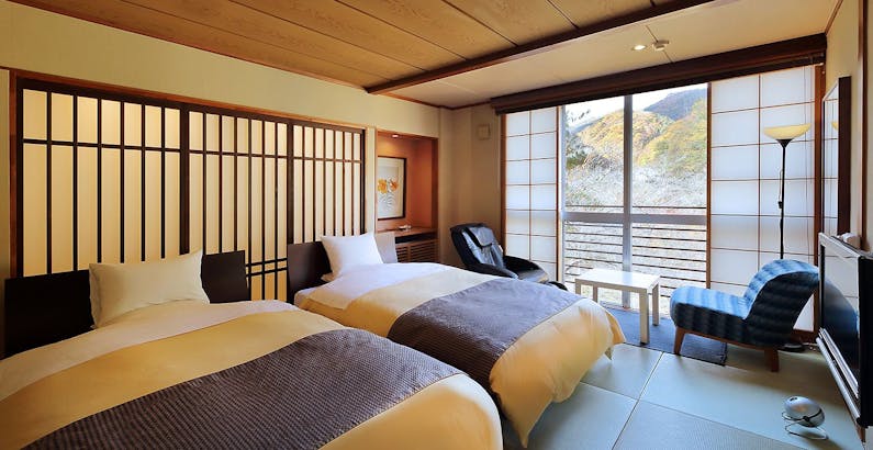 風林 和洋室10畳ツインベッド 禁煙室 カップル ご夫婦 山間の小さな温泉宿でほっこり過ごす贅沢な休日プラン やまゆりの宿 一休 Com