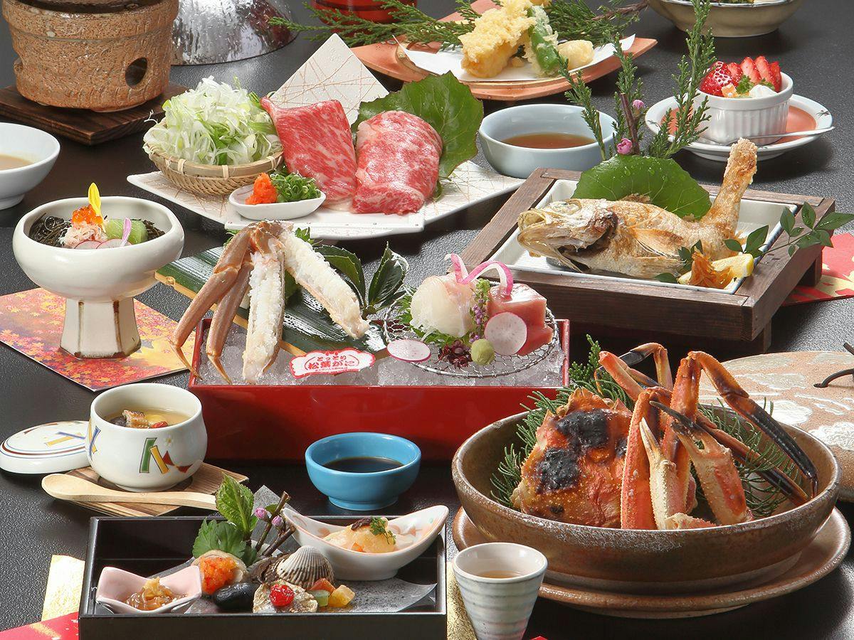 【冬P】贅沢三大味覚！県産活松葉蟹半丁×のどぐろ×鳥取和牛が織りなす饗宴「山陰冬の3大グルメ会席」