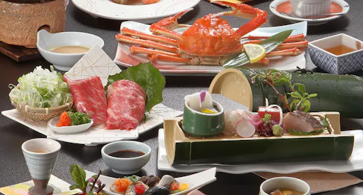 【冬P】山陰の旬の恵み 茹で蟹姿一枚と冬の味覚をたっぷり楽しめる和会席「冬の彩り会席」