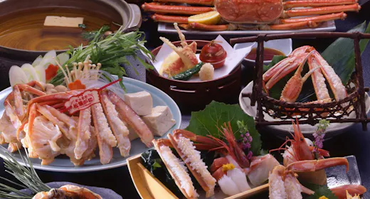 【冬P】最上級の冬の王様・鳥取県産タグ付き活松葉蟹を贅沢にまるごと一枚味わう「極上活松葉蟹会席」