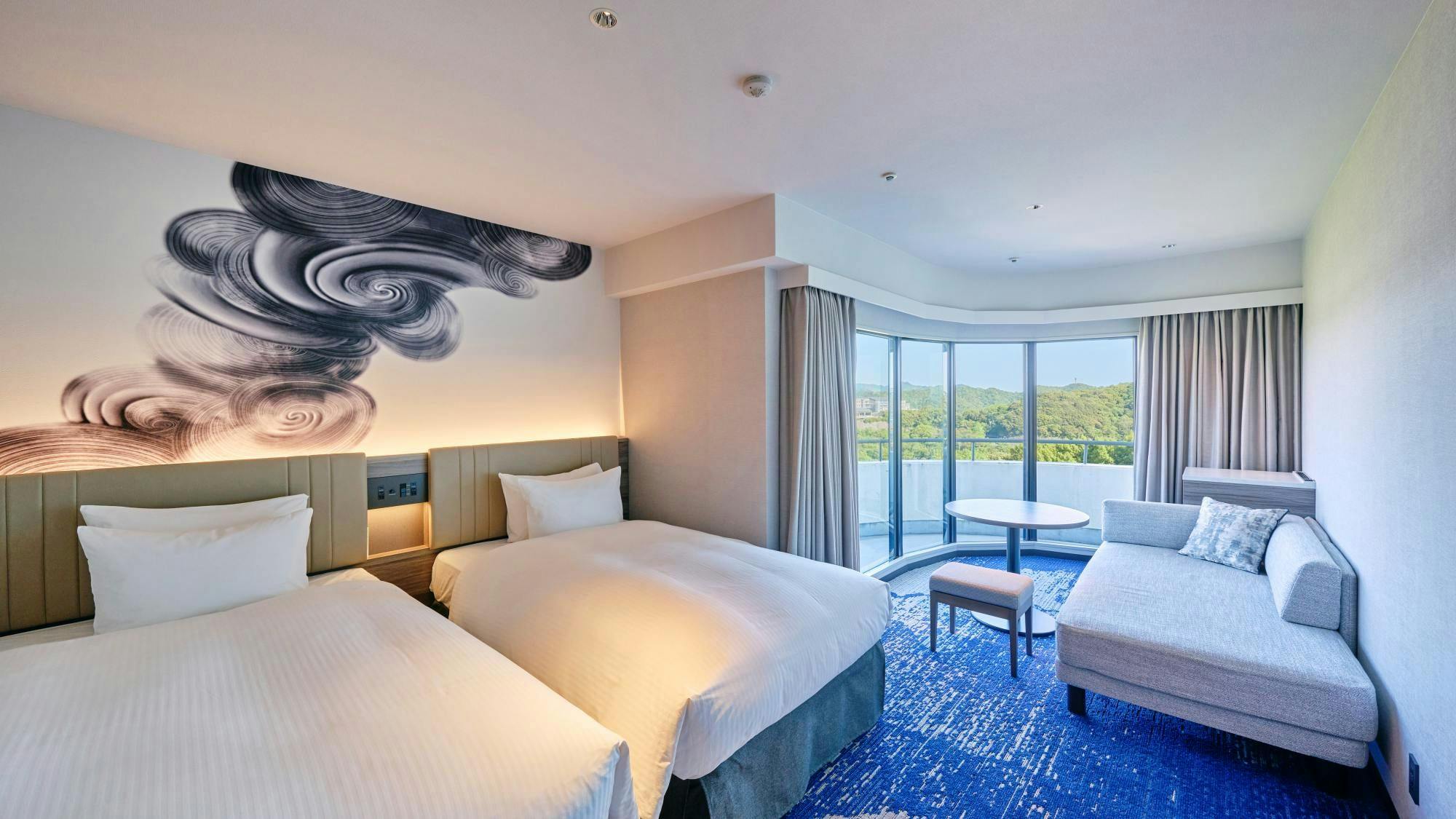 高级角落双床房 山景