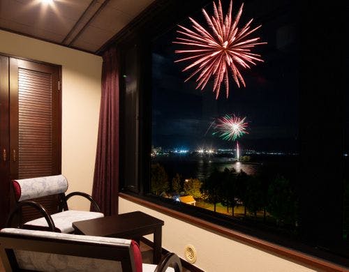 湖側客室からの花火
