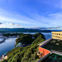 View of Katsuura Bay and the Pacific Ocean from "Yamagami-kan"