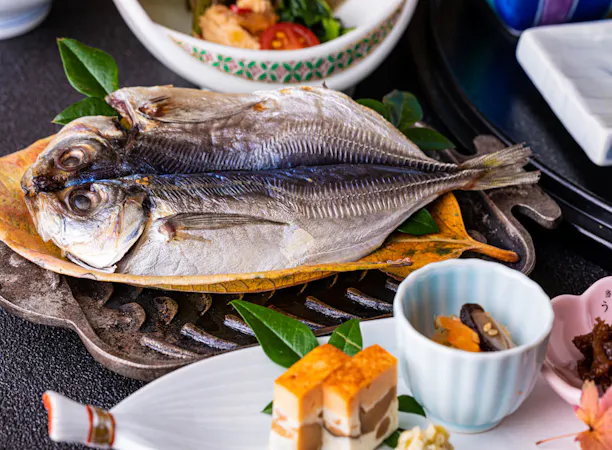伊豆の朝ご飯といったら、鯵の干物。