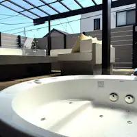 テラスに設置されたジャグジー