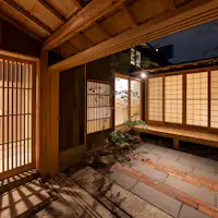 宿泊棟入口・中庭