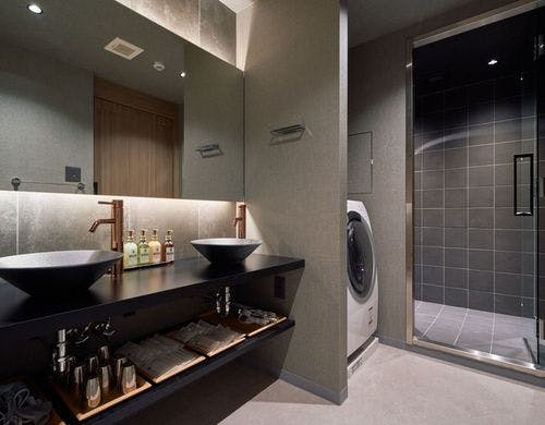 バスルームにランドリーも完備!洗剤付