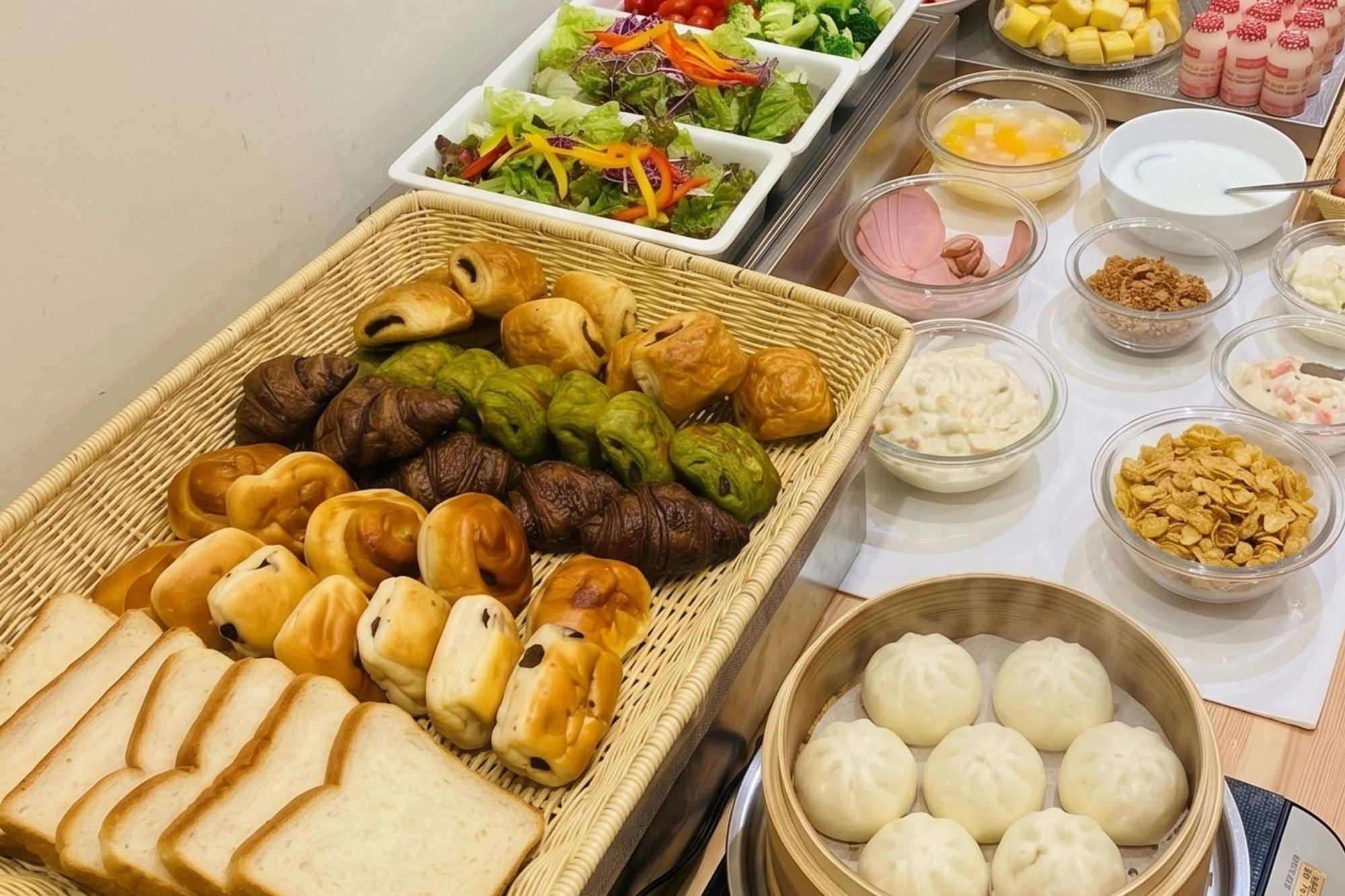 パンとサラダの軽食ビュッフェ