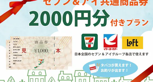 【タバコも買える】セブン&アイ2000円分付きプラン【お釣りも出ます】