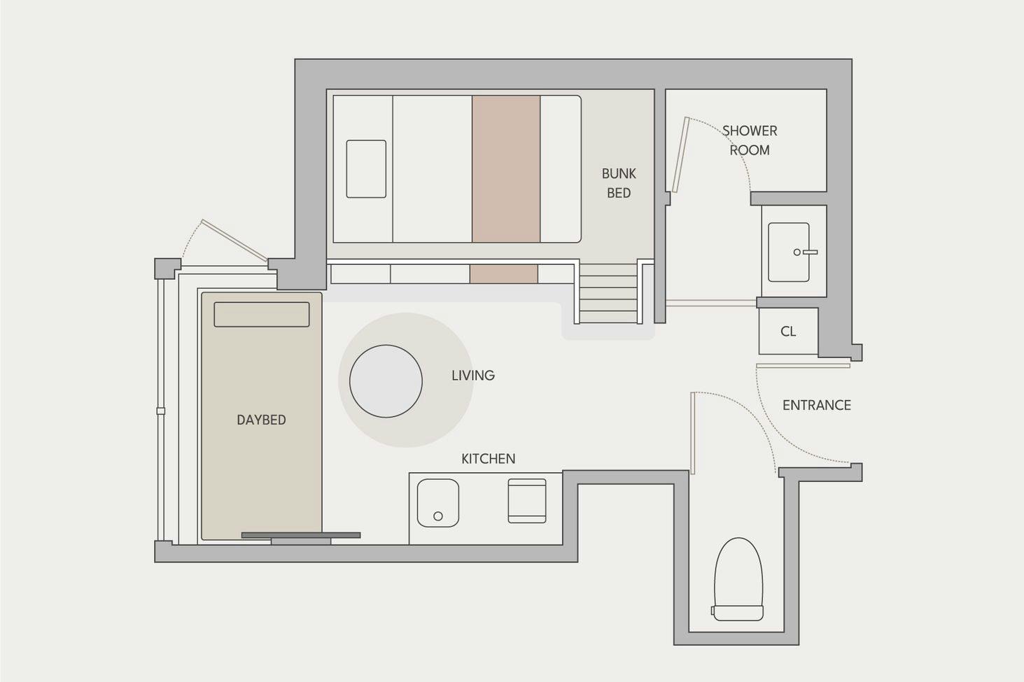 ツーベッドバンク間取り図