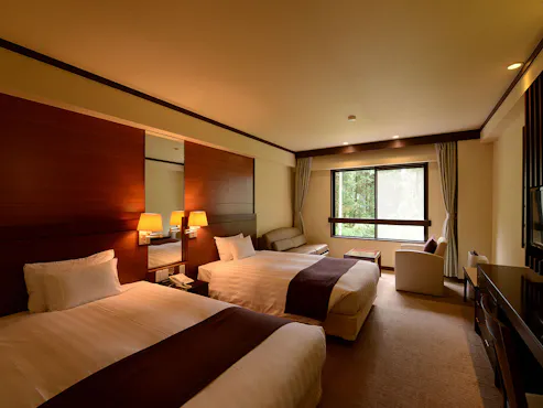 Kamar twin gaya barat bebas rokok, menghadap Danau Ashi, 20m², dengan toilet.