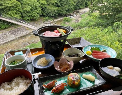 板室温泉　地物食材を使用した夏のご夕食