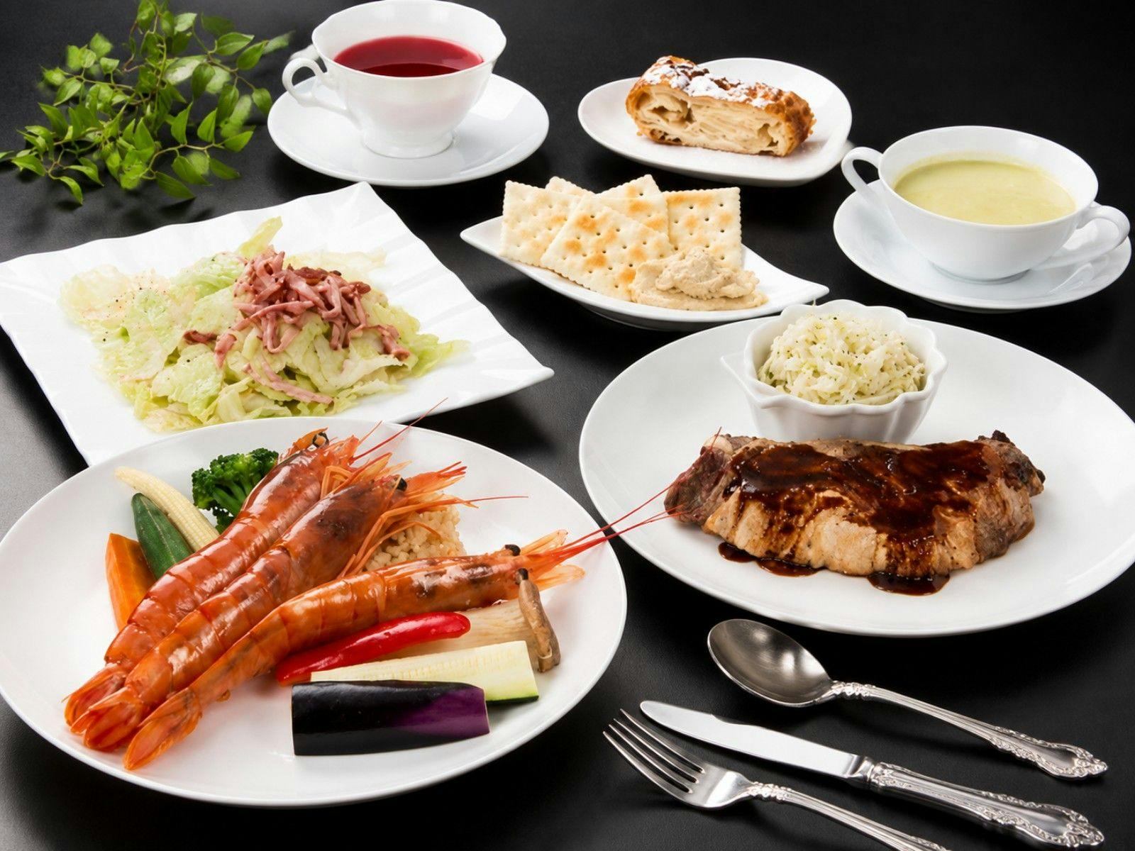 ◆ดินเนอร์ซี่โครงหมูและกุ้งย่าง