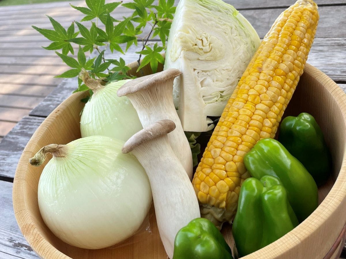 คอร์สบาร์บีคิวเนื้อวัวอาวาจิ ภาพผัก