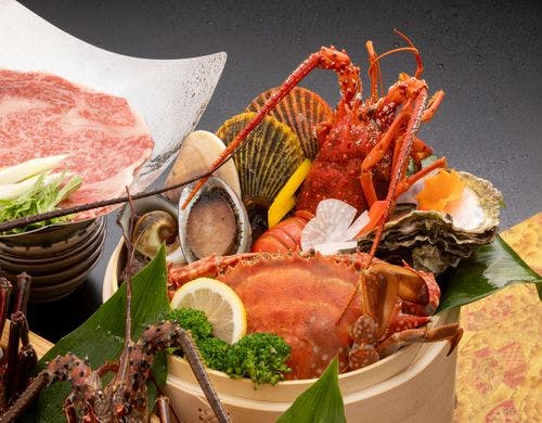 【お食事】極会席（海鮮蒸籠一例）