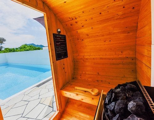 デラックス　バレルサウナ内部からの眺め