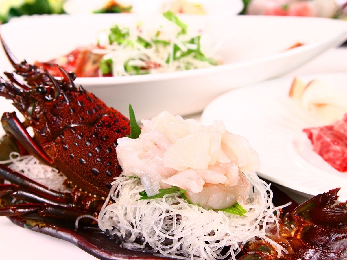 อาหารเย็น◆ซาชิมิกุ้งอิเสะสดใหม่ที่มีเนื้อสัมผัสกรอบเด้ง.