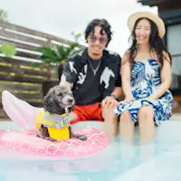 Anda boleh bermain di kolam renang.