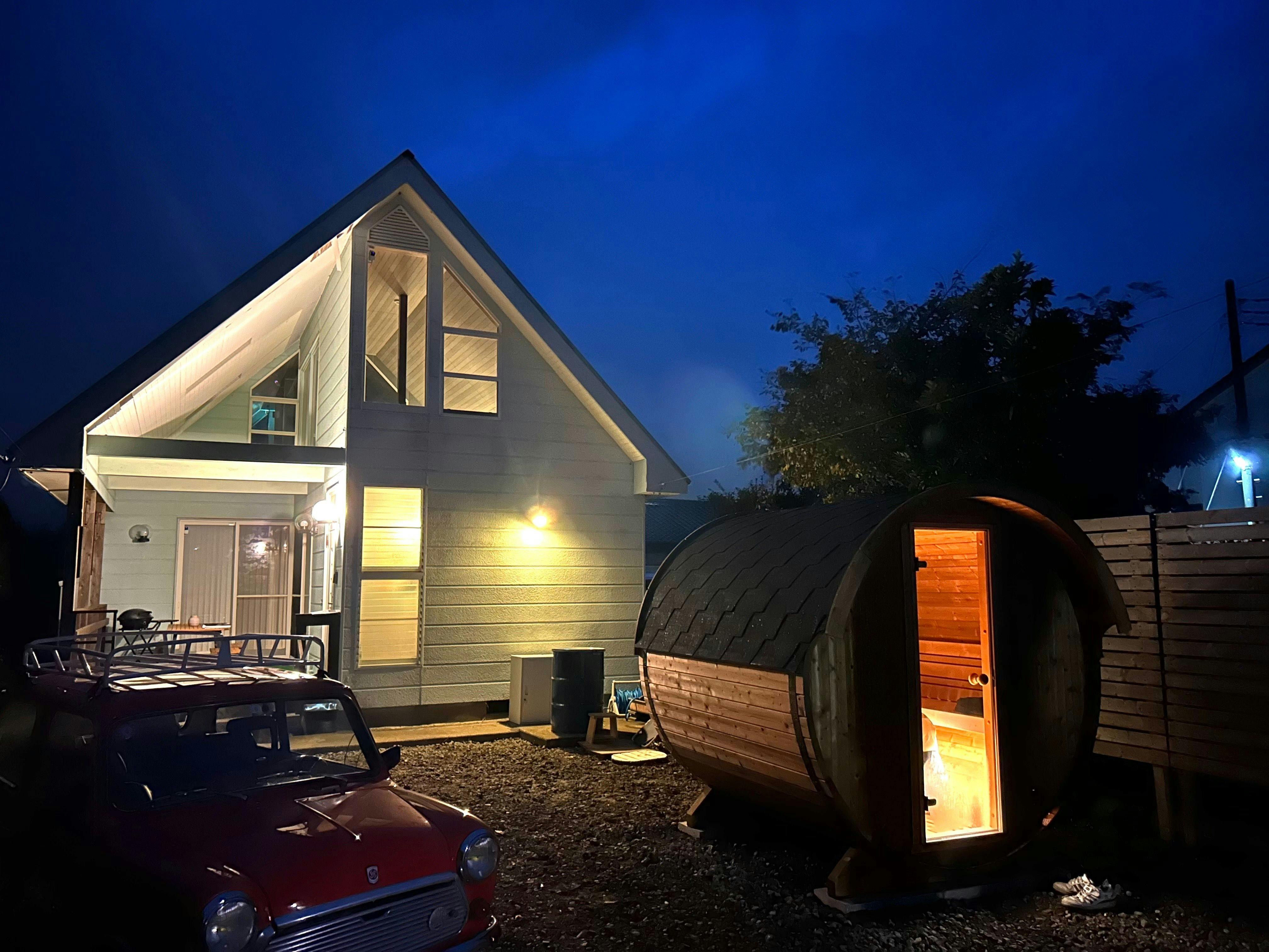 ซาวน่าแบบถังและบ้านไม้