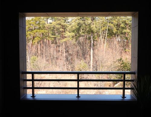 木々が見えるインナーバルコニー