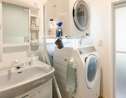 脱衣所に洗濯機・乾太くん完備