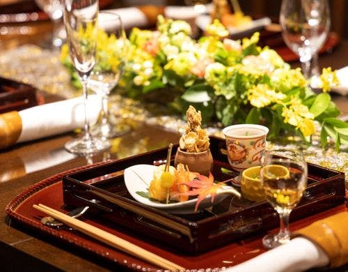 専用のダイニングルームにて和食会席料理