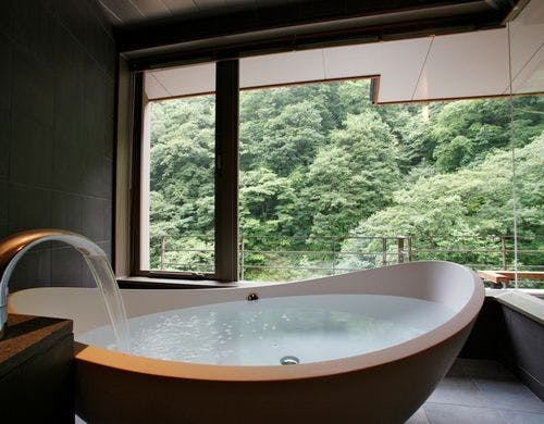 洋風のバスタブがある和洋室