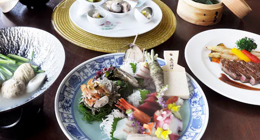 【夕食創作和膳・満喫プラン】板長の技が光る贅沢な満喫料理プラン<露天温泉付き客室>
