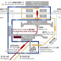 ターミナル間の移動は無料連絡バスが便利。