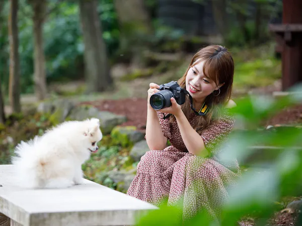 客室の目の前のお庭でのんびりお散歩