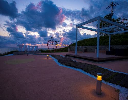 【間人テラス】夕暮れ時の幻想的な空と海