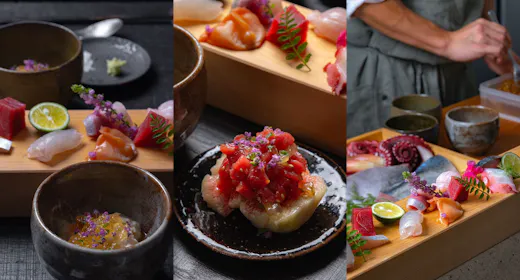 【部屋食】別荘に料理人を招く特別プラン。目の前で握るお寿司やお造り、海の幸の逸品料理など